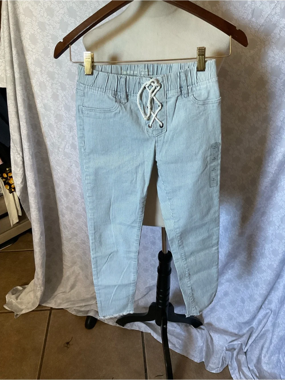 OshKosh B'gosh Blue and White Pinstripe Pull-On Pants
